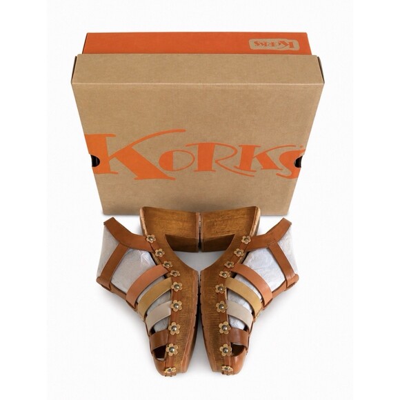 New Korks Women’s Willow Wedge Strappy Sandal Boho Floral Heels Size 11M NIB